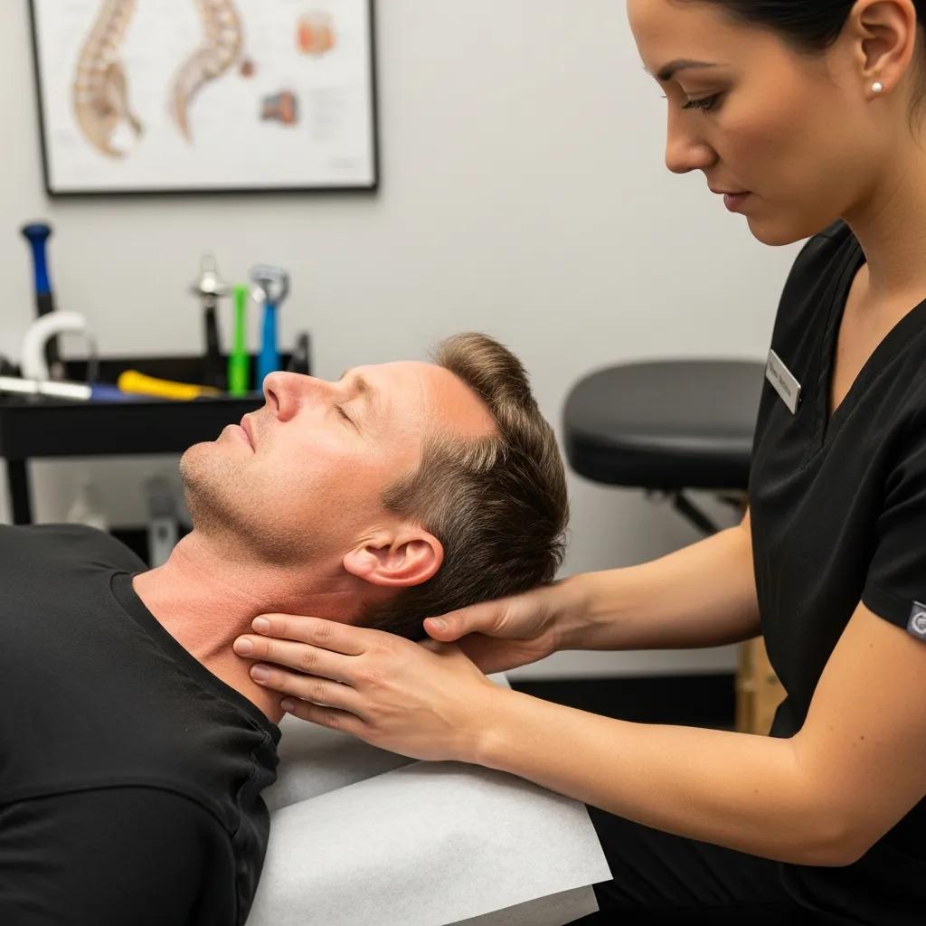 Chiropractor demonstrating Diversified Technique for neck adjustments
