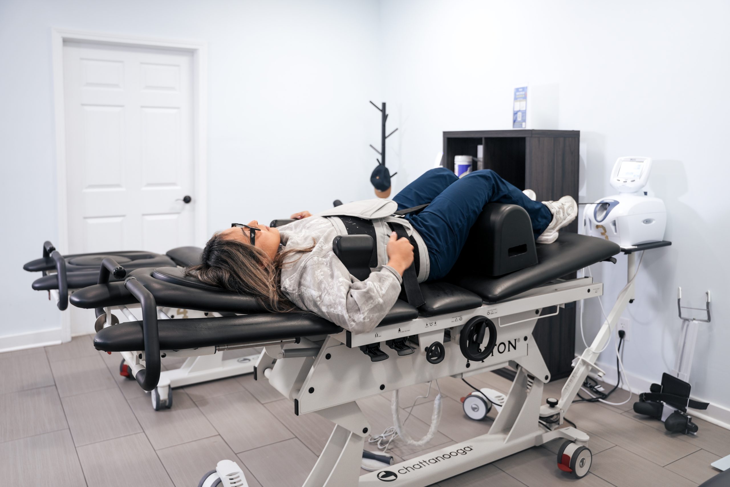 patient receiving spinal decompression on a Triton table in Chattanooga